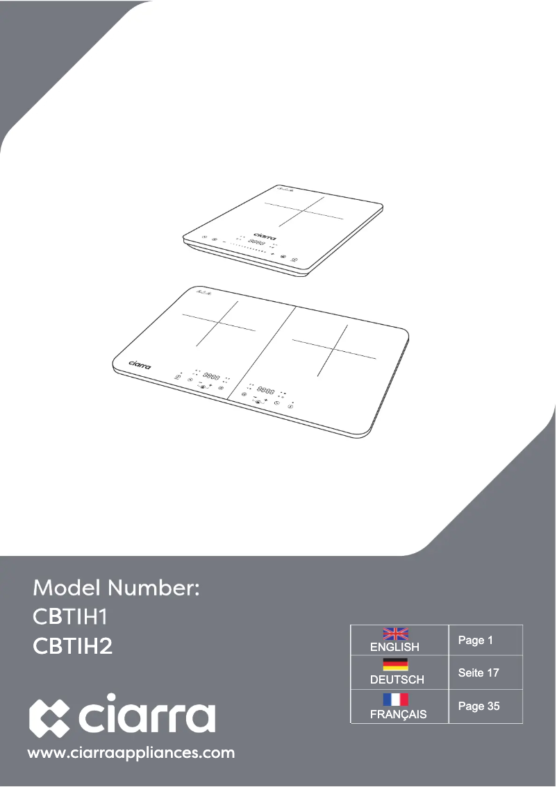 Page 1 de la notice Manuel utilisateur Ciarra CBTIH1