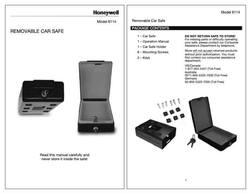Page 1 de la notice Manuel utilisateur Honeywell 6114