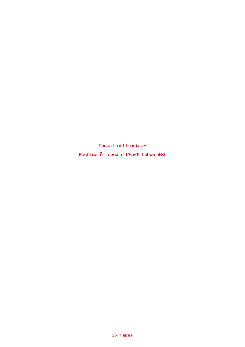 Page 1 de la notice Manuel utilisateur Pfaff Hobby 803