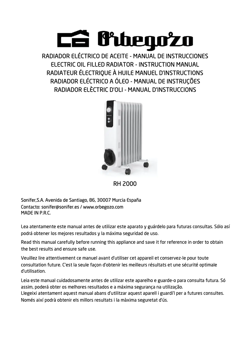 Image de la première page du manuel de l'appareil RH 2000