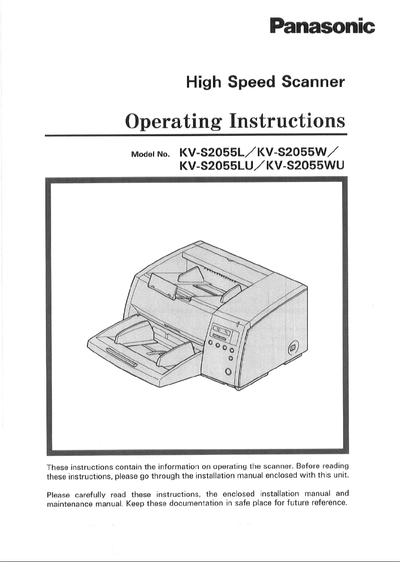 Page 1 de la notice Manuel utilisateur Panasonic KV-S2055