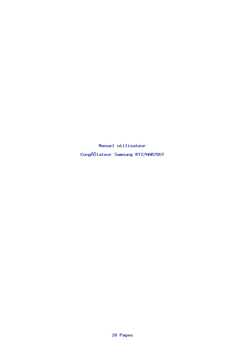 Page 1 de la notice Manuel utilisateur Samsung RT27HAR7DUT