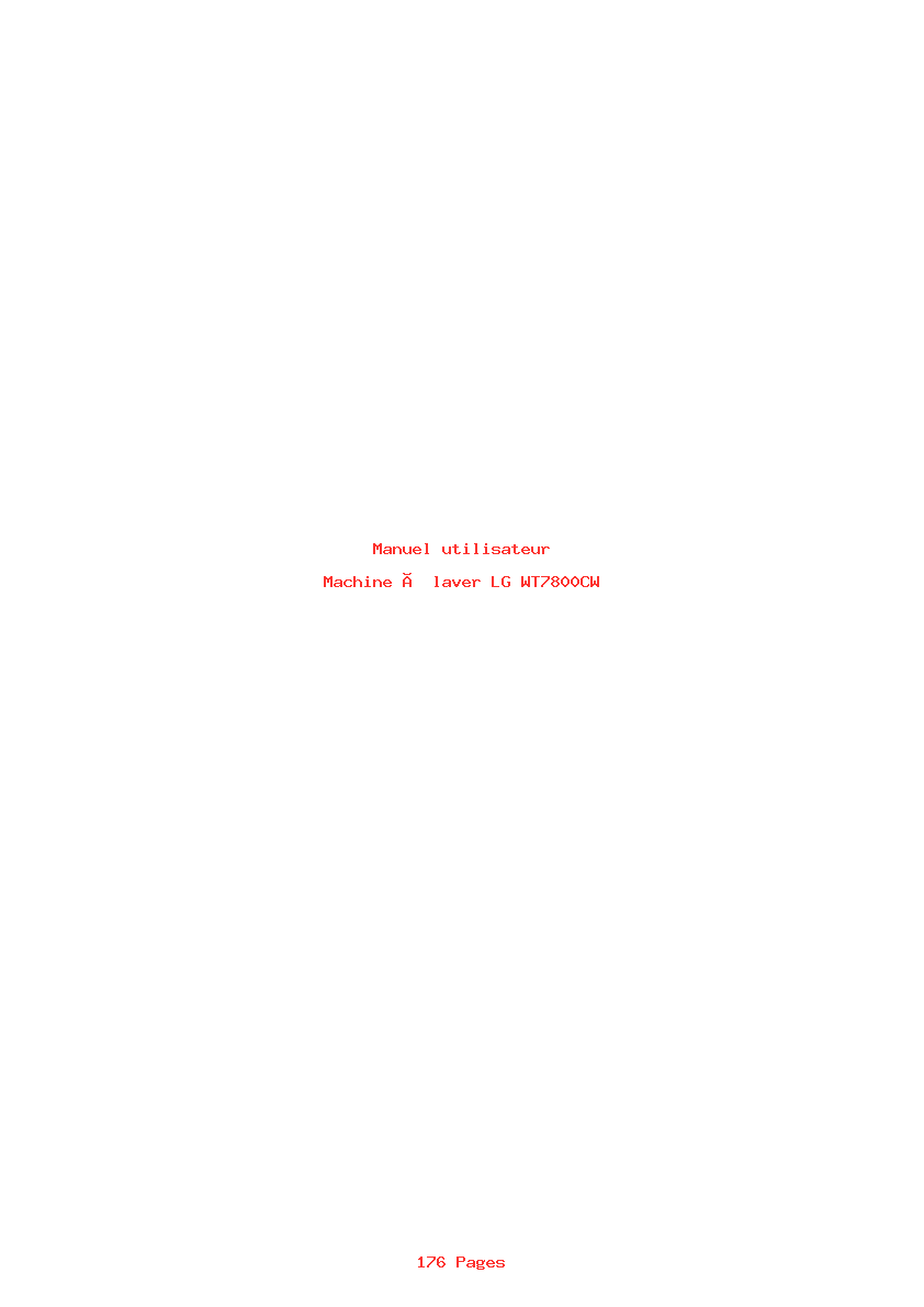 Page 1 de la notice Manuel utilisateur LG WT7800CW