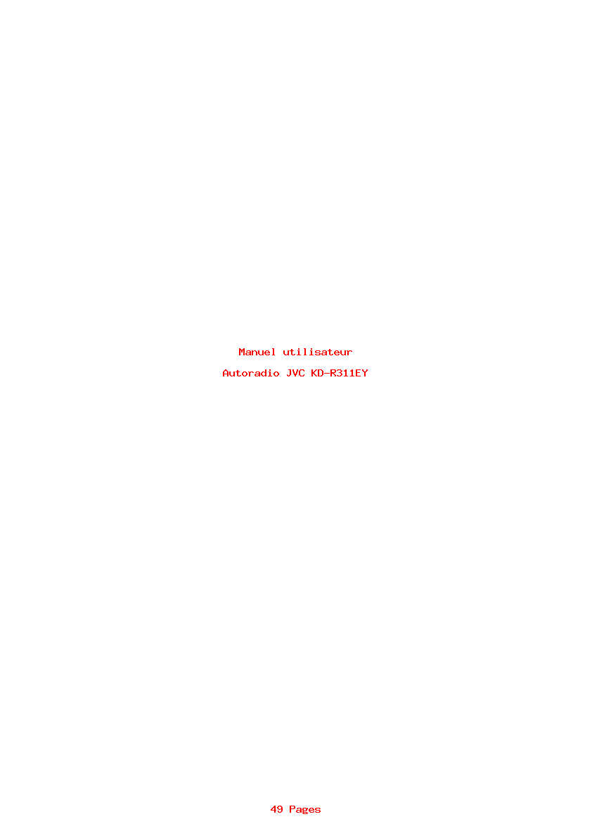 Page 1 de la notice Manuel utilisateur JVC KD-R311EY