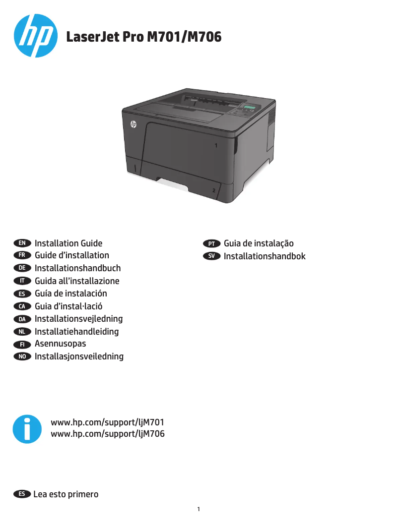 Image de la première page du manuel de l'appareil LaserJet Pro M701
