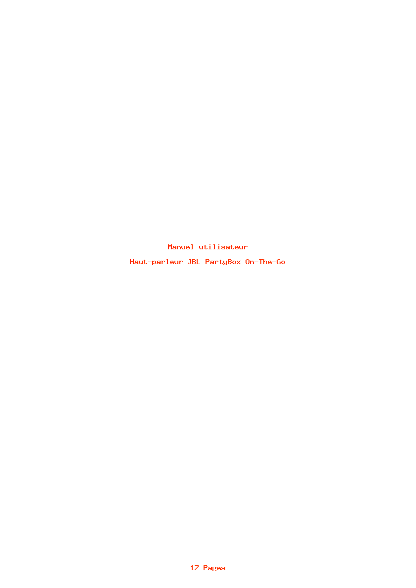 Page 1 de la notice Manuel utilisateur JBL PartyBox On-The-Go
