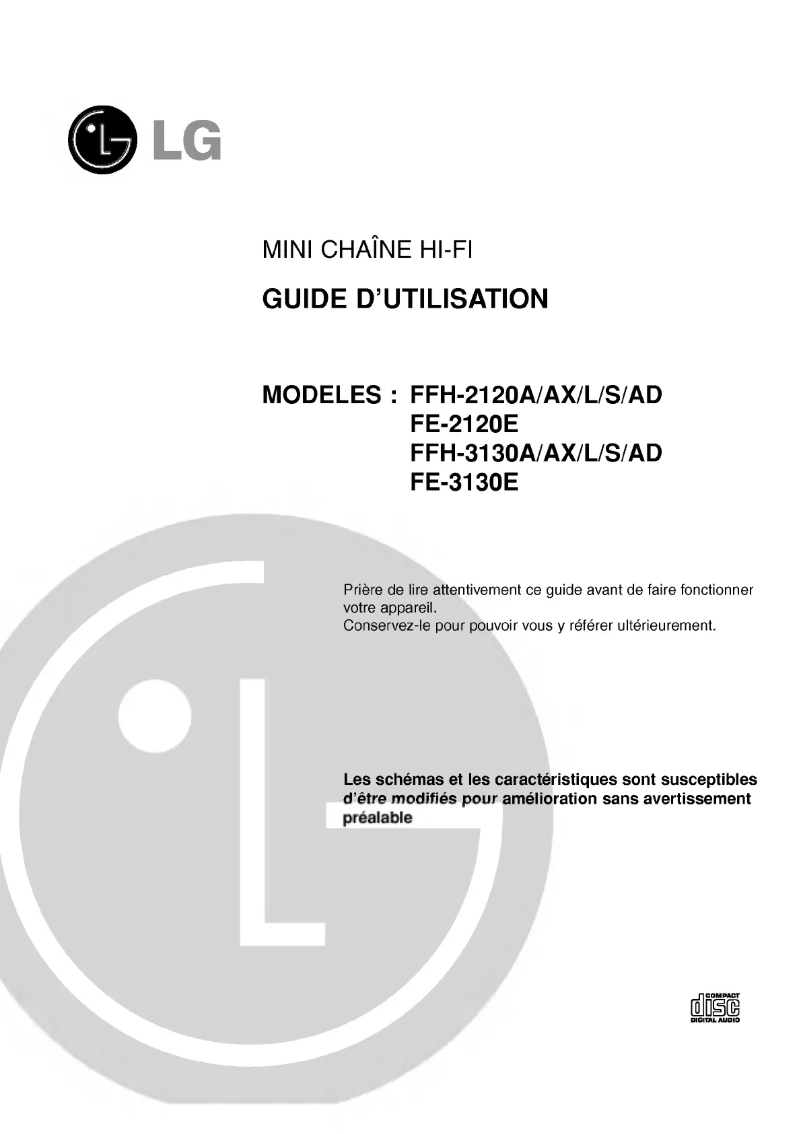 Page 1 de la notice Manuel utilisateur LG FFH-2120A