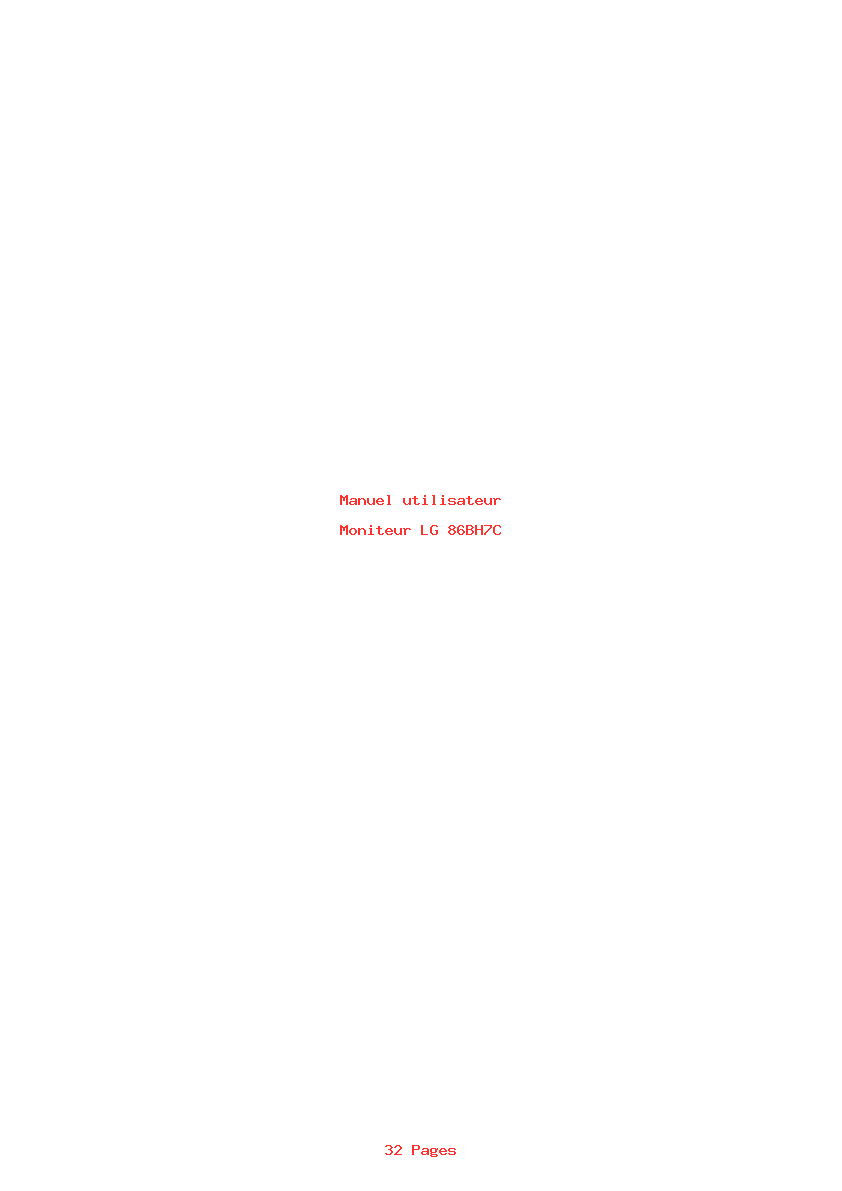 Page 1 de la notice Manuel utilisateur LG 86BH7C