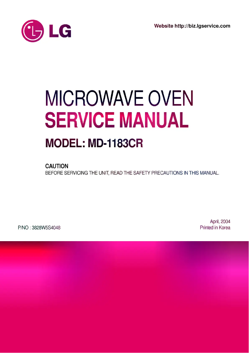 Page 1 de la notice Manuel utilisateur LG MD-1183CR