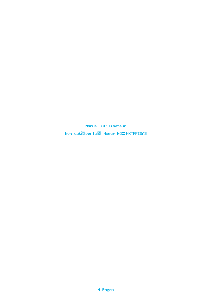 Page 1 de la notice Manuel utilisateur Hager WGCXHKTRFIDAS