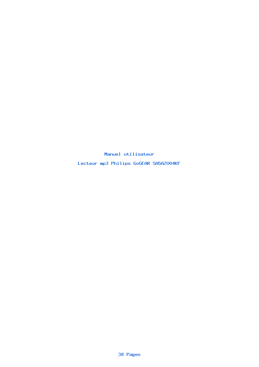 Page 1 de la notice Manuel utilisateur Philips GoGEAR SA5AZU04KF