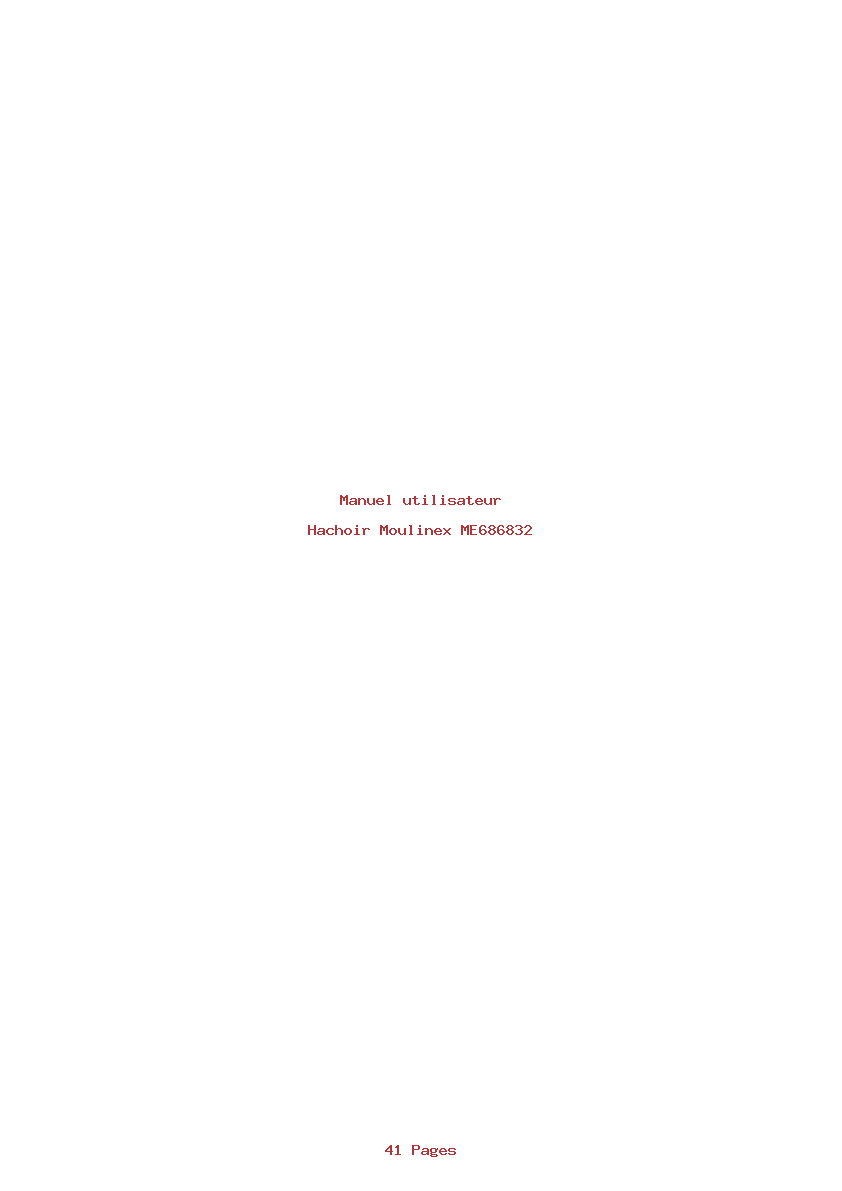 Page 1 de la notice Manuel utilisateur Moulinex ME686832