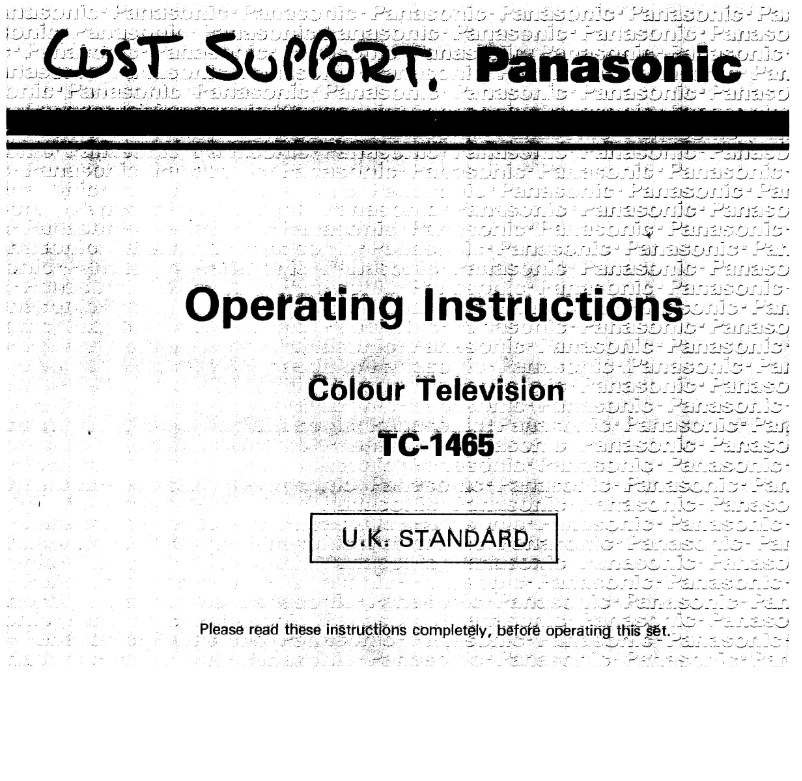 Page 1 de la notice Manuel utilisateur Panasonic TC-1465