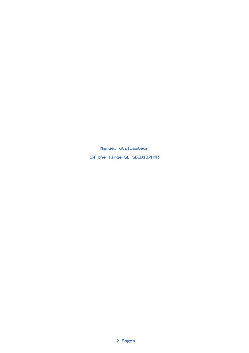 Page 1 de la notice Manuel utilisateur GE SBSD137HMR