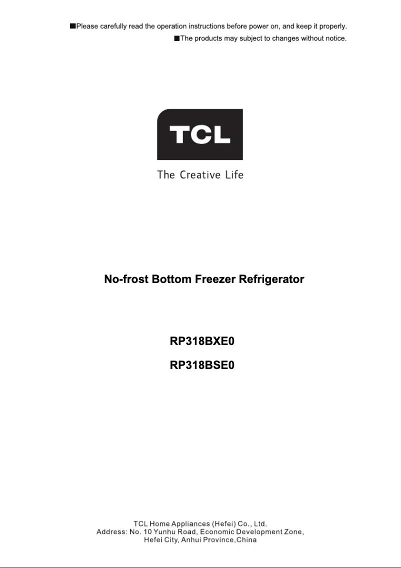 Page 1 de la notice Manuel utilisateur TCL RP318BSE0