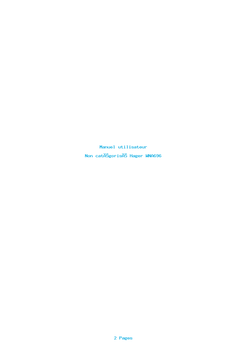 Page 1 de la notice Manuel utilisateur Hager WNA696