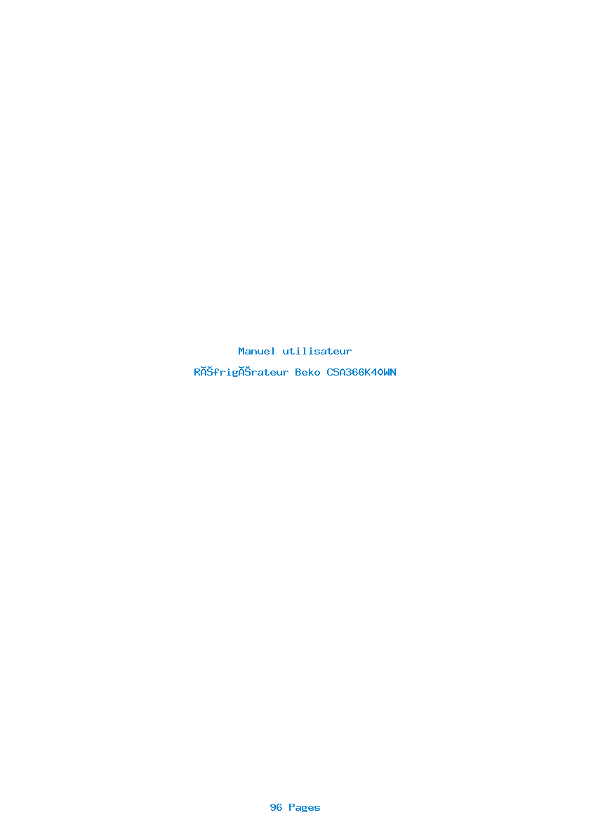 Page 1 de la notice Manuel utilisateur Beko CSA366K40WN