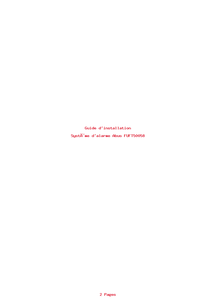 Page 1 de la notice Guide d'installation Abus FUFT50058