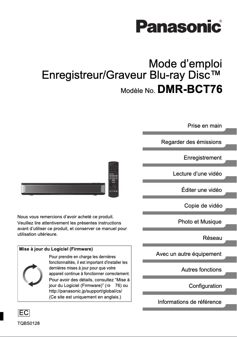 Page 1 of the manual User Manual Panasonic DMR-BCT76