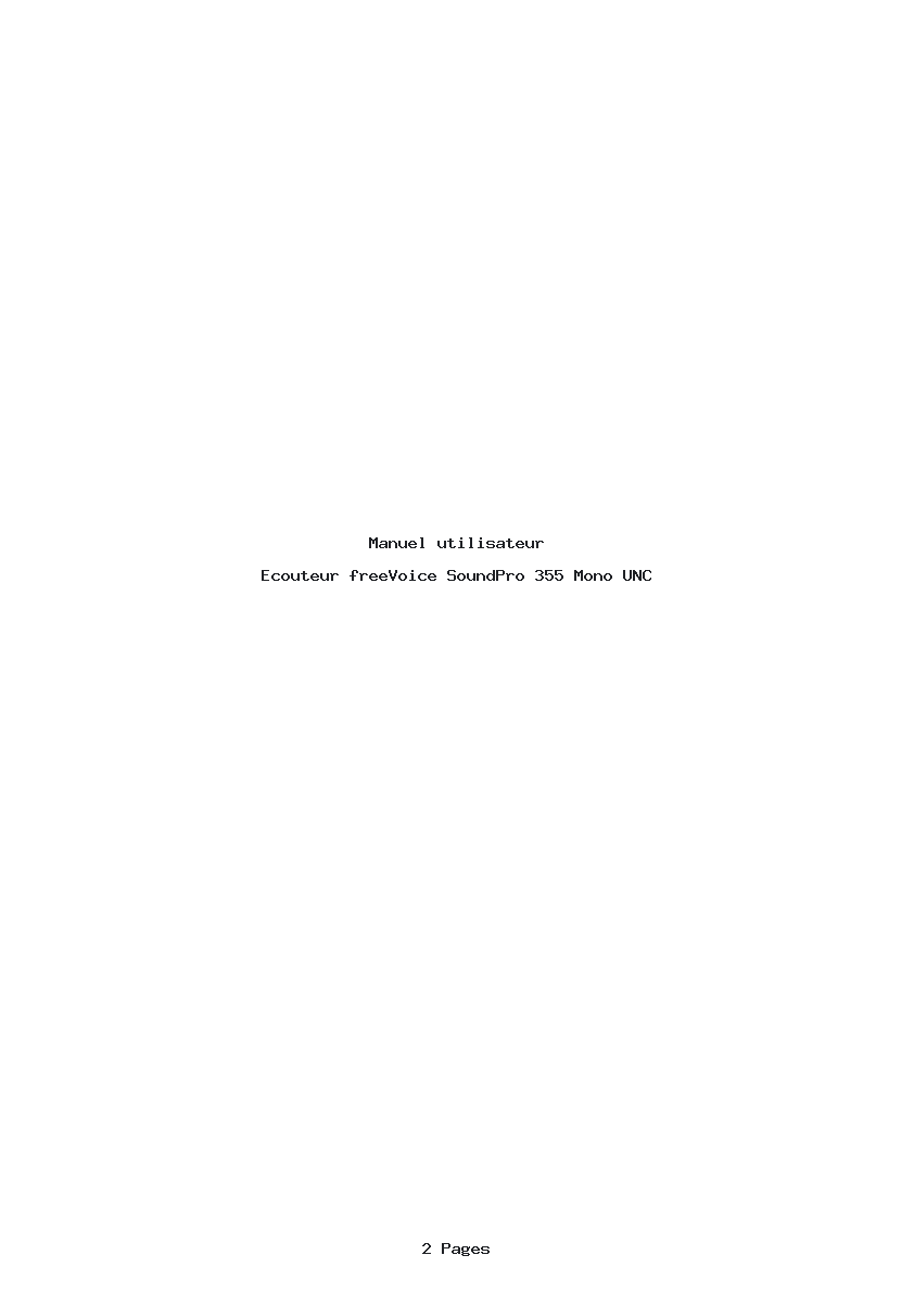 Page 1 de la notice Manuel utilisateur freeVoice SoundPro 355 Mono UNC