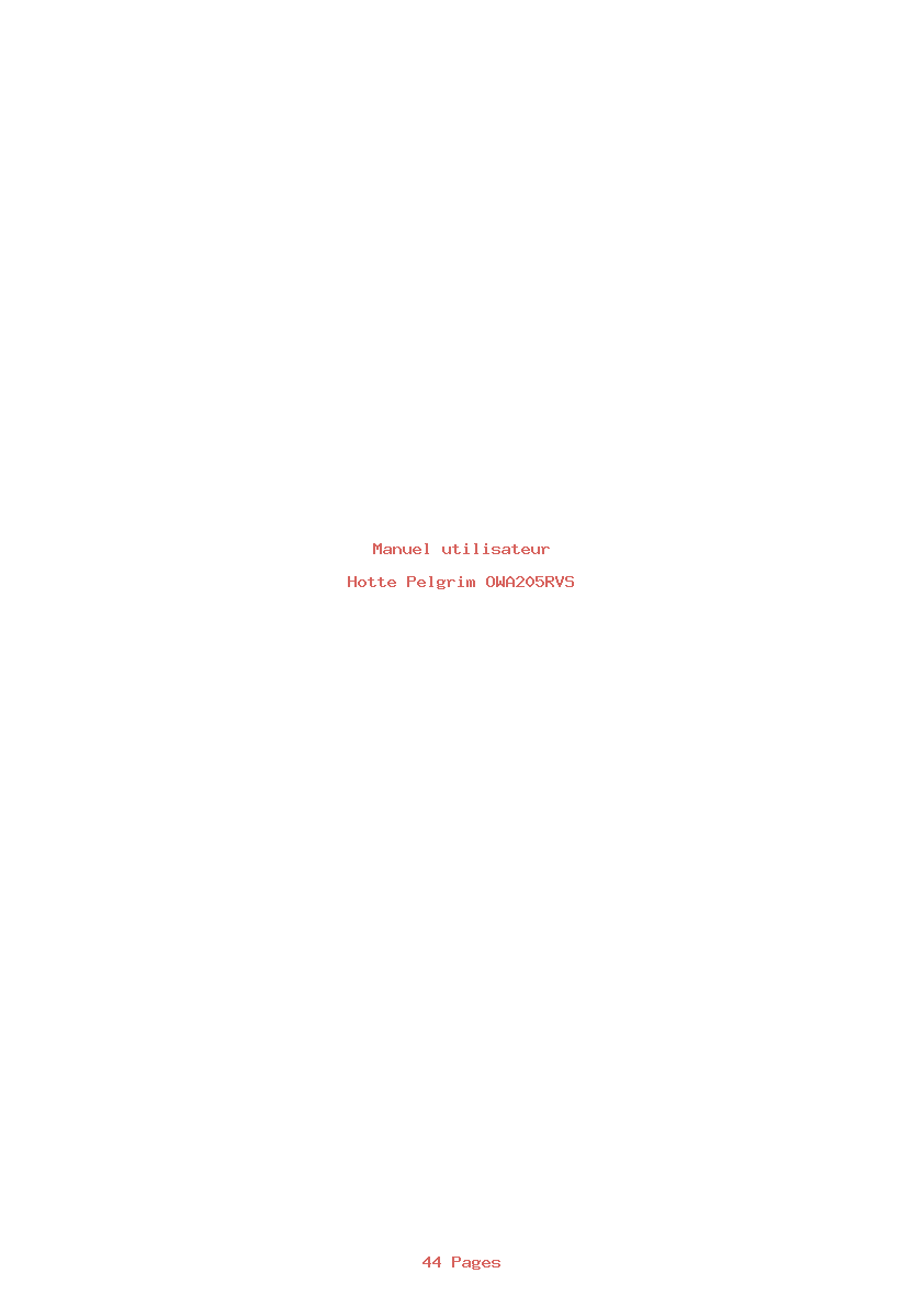 Page 1 de la notice Manuel utilisateur Pelgrim OWA205RVS