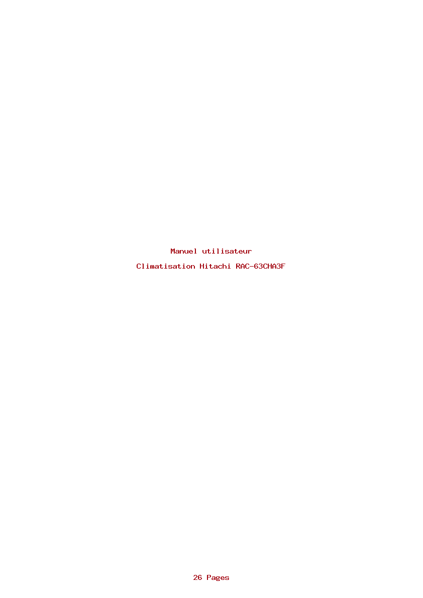 Page 1 de la notice Manuel utilisateur Hitachi RAC-63CHA3F
