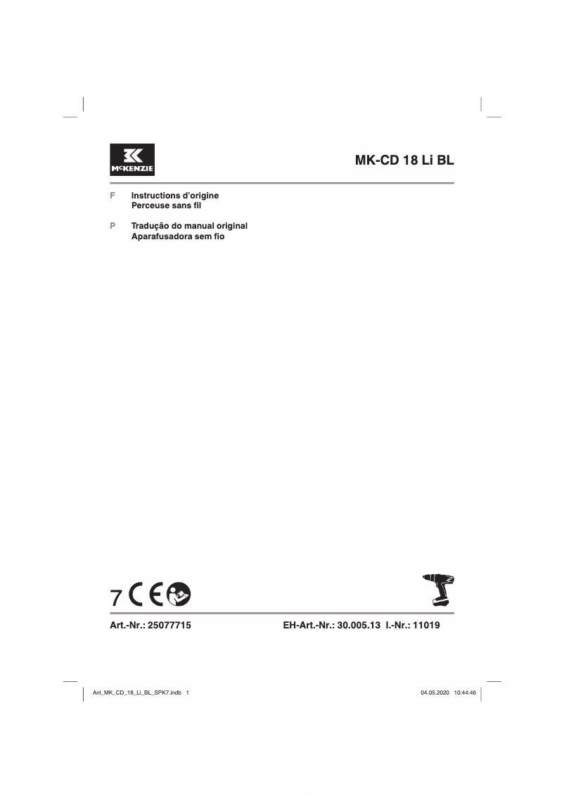 Page 1 de la notice Manuel utilisateur McKenzie MK-CD 18 Li BL