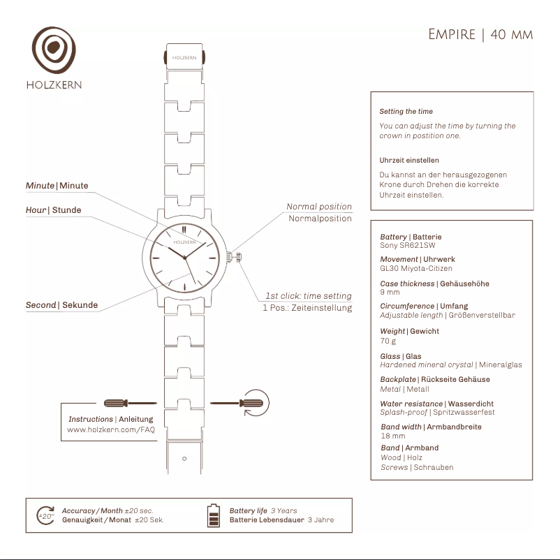 Page 1 de la notice Manuel utilisateur Holzkern Augustus