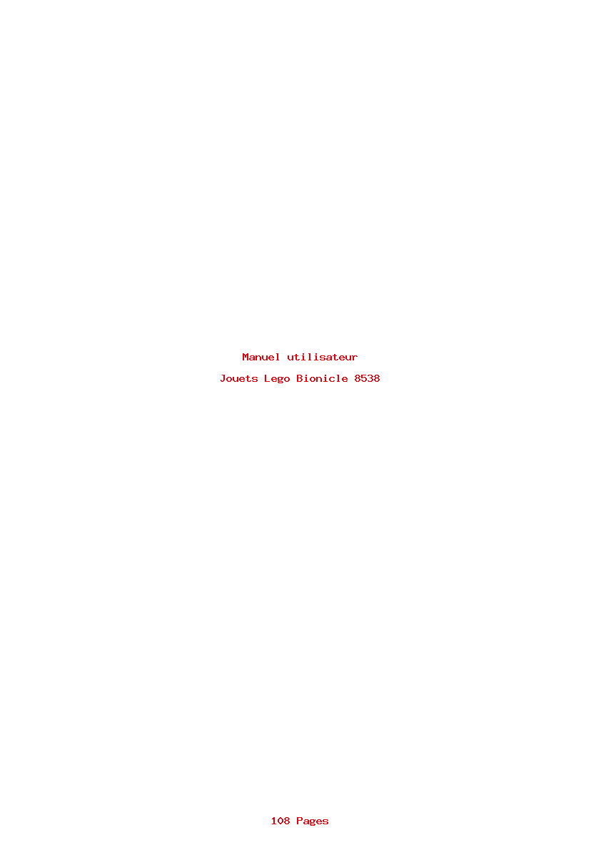 Page 1 de la notice Manuel utilisateur Lego Bionicle 8538