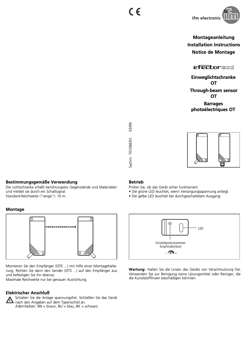 Page 1 de la notice Manuel utilisateur IFM OT5027