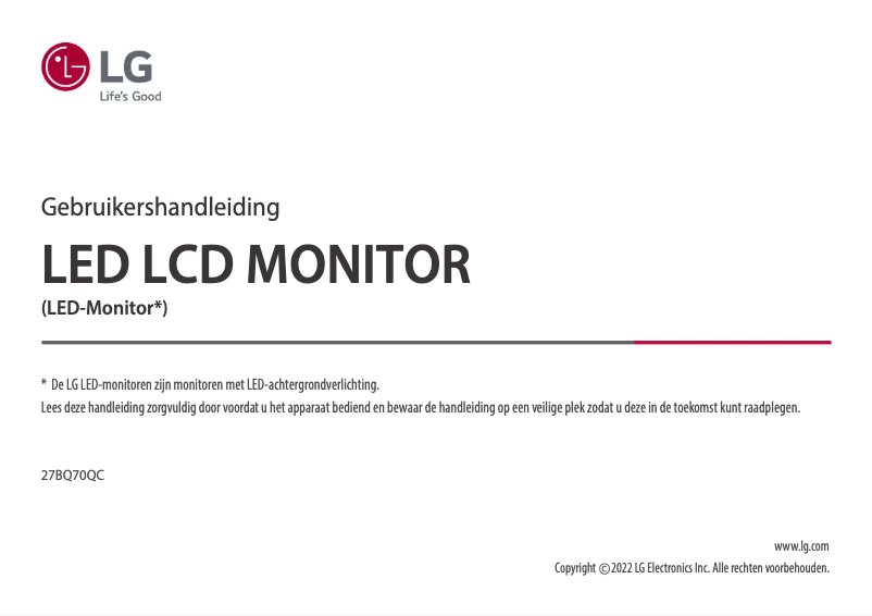 Page 1 de la notice Manuel utilisateur LG Libero 27BQ70C