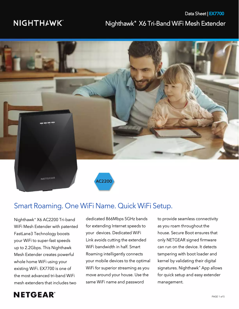 Page 1 de la notice Fiche technique Netgear Nighthawk X6 EX7700