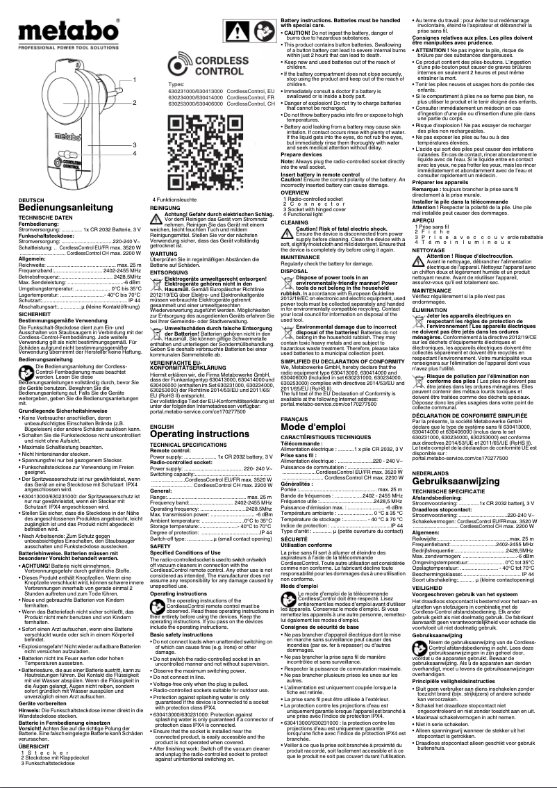 Page 1 de la notice Manuel utilisateur Metabo CordlessControl