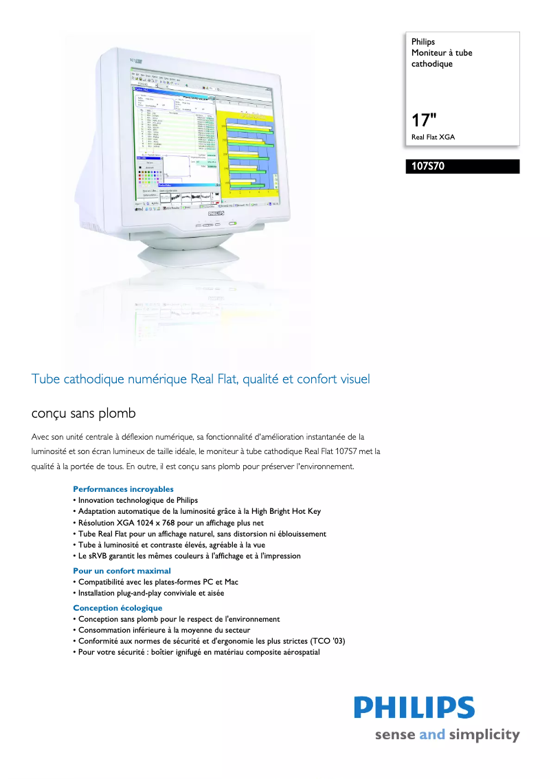 Page 1 of the manual Technical Sheet Philips 107S70