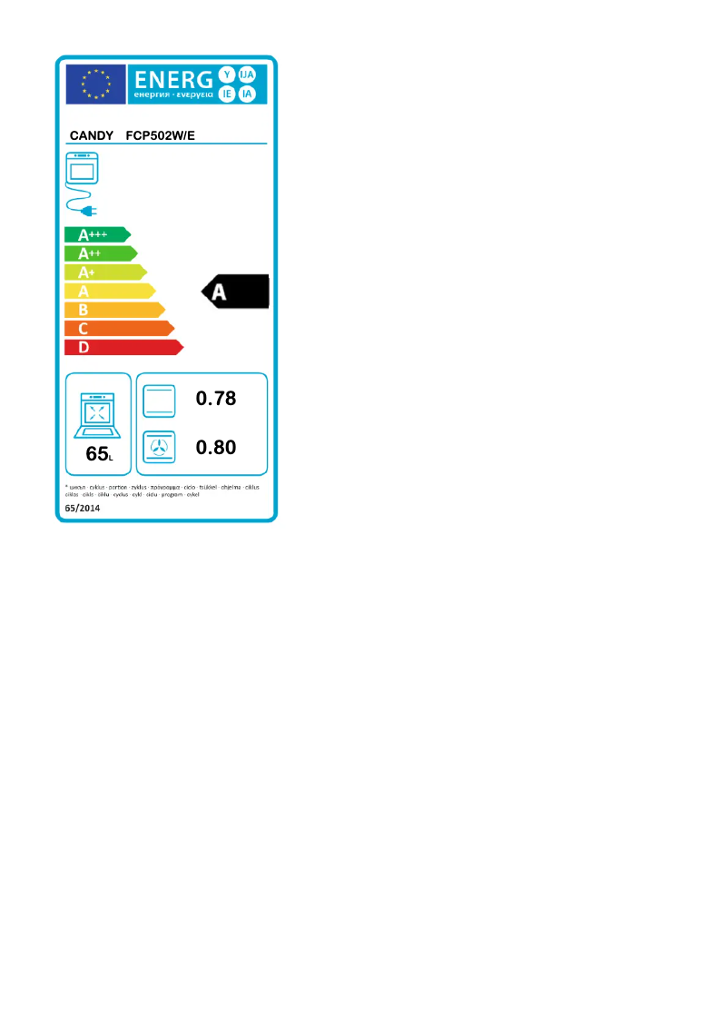 Página 1 del manual Etiqueta energética Candy FCP502W/E