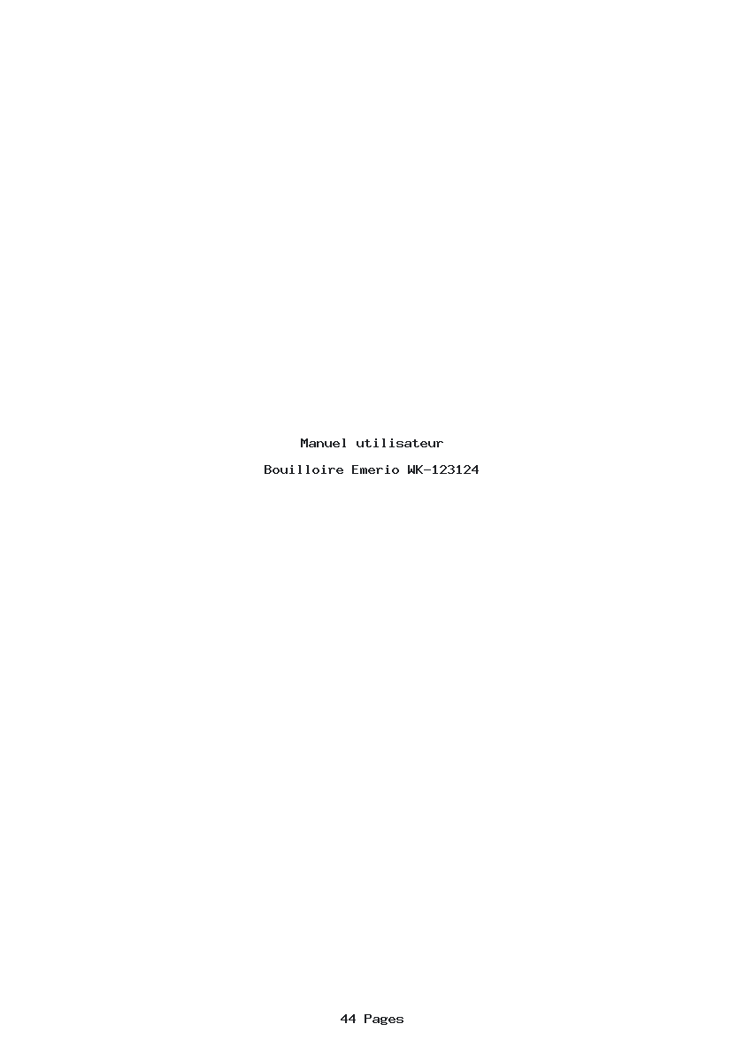 Page 1 de la notice Manuel utilisateur Emerio WK-123124