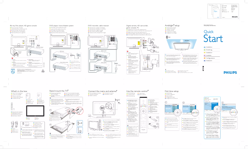 Page n°1 - Guide de démarrage rapide Philips 32PFL7423D