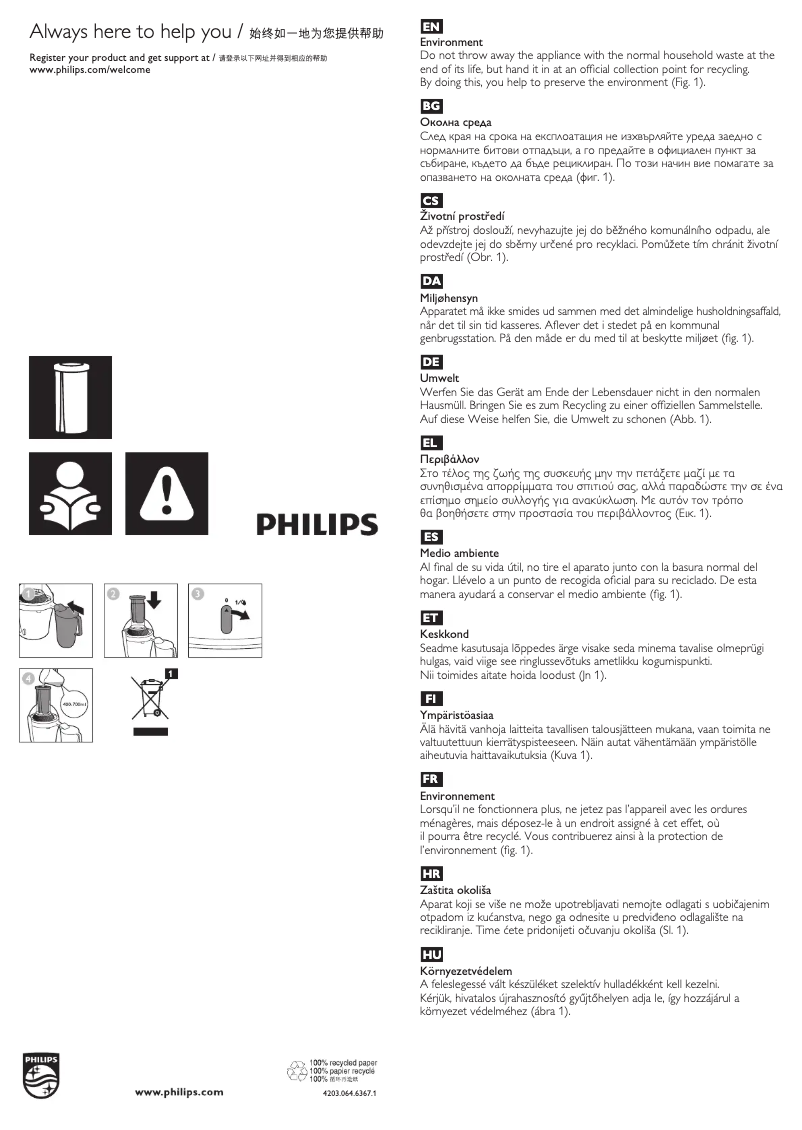 Page 1 de la notice Manuel utilisateur Philips Viva Collection HR1802