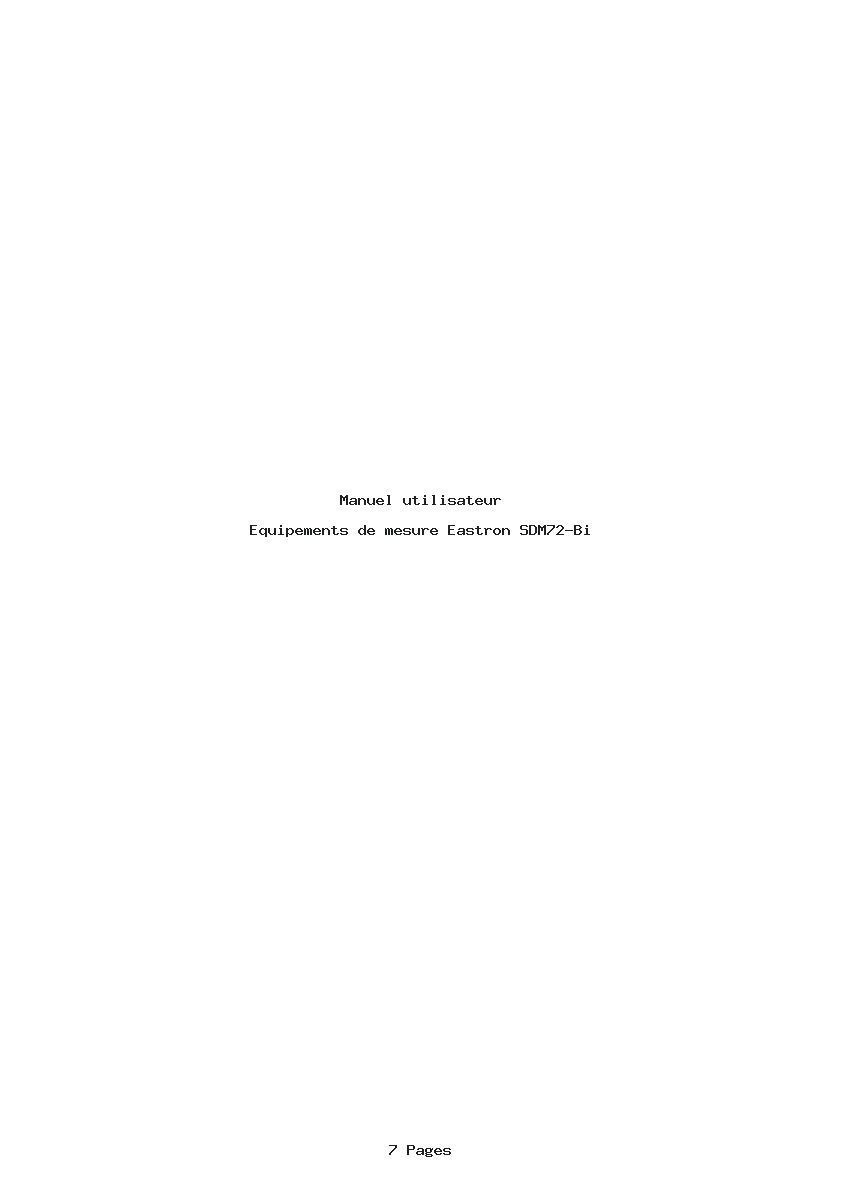 Page 1 de la notice Manuel utilisateur Eastron SDM72-Bi
