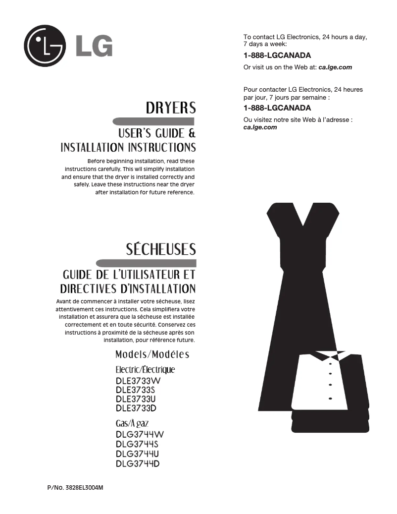 Page 1 de la notice Manuel utilisateur LG DLE3733U