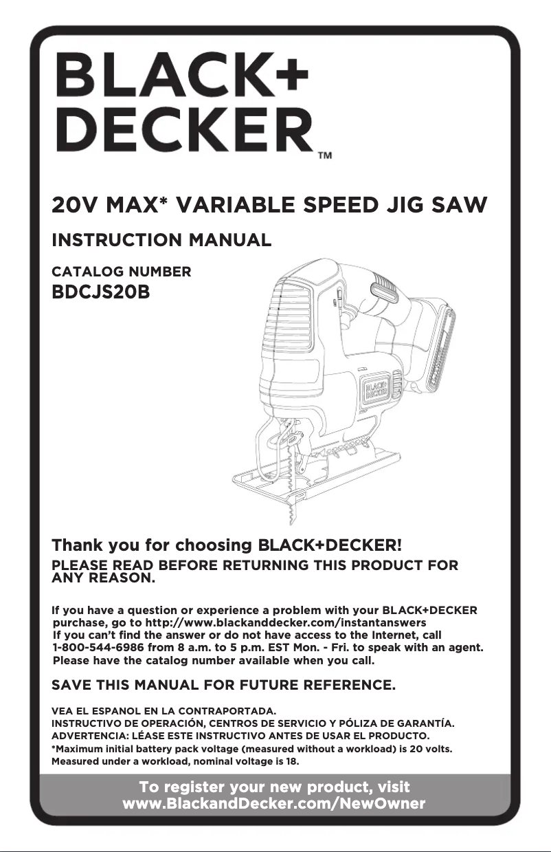 Página 1 del manual Manual de usuario Black & Decker BDCJS20B