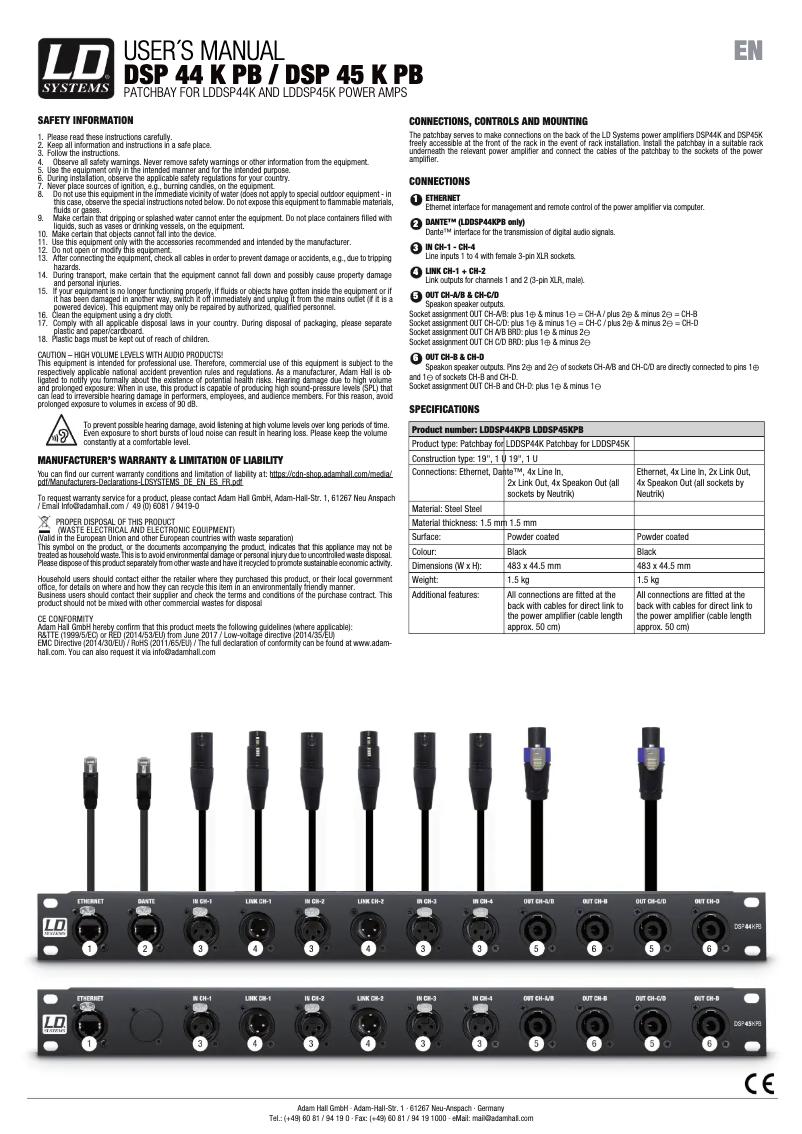 Page 1 de la notice Manuel utilisateur LD Systems DSP 44 K PB