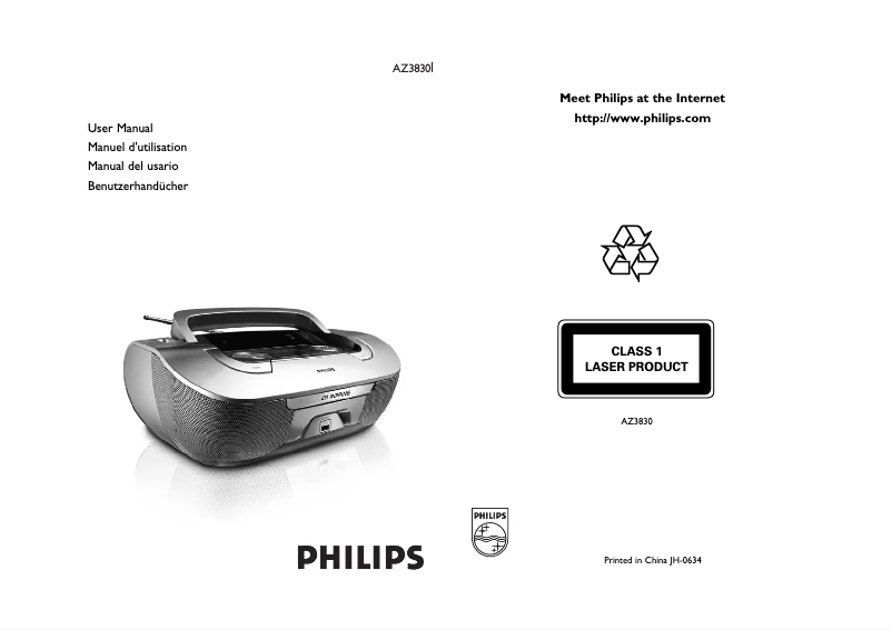 Page 1 of the manual User Manual Philips AZ3830