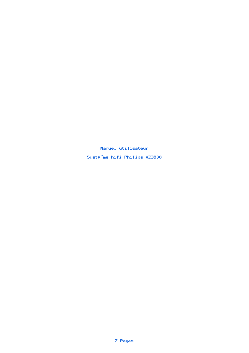 Page 1 de la notice Manuel utilisateur Philips AZ3830