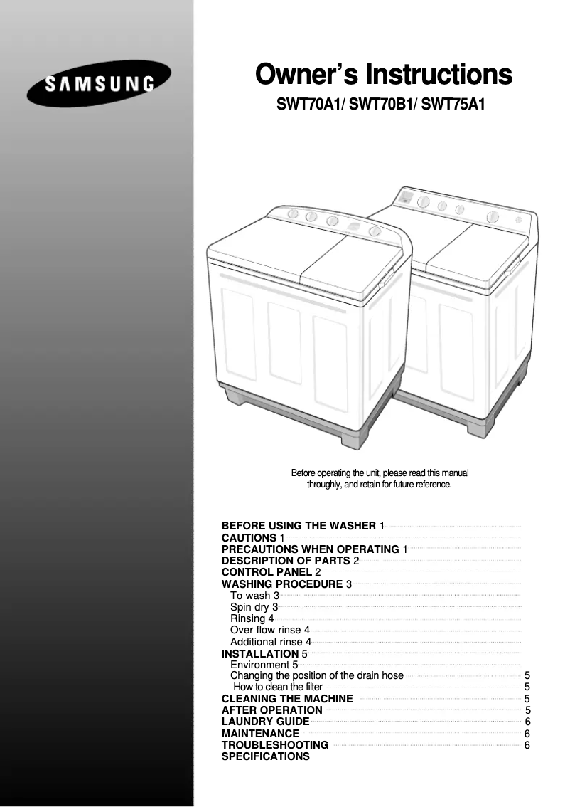 Página 1 del manual Manual de usuario Samsung WT80B1