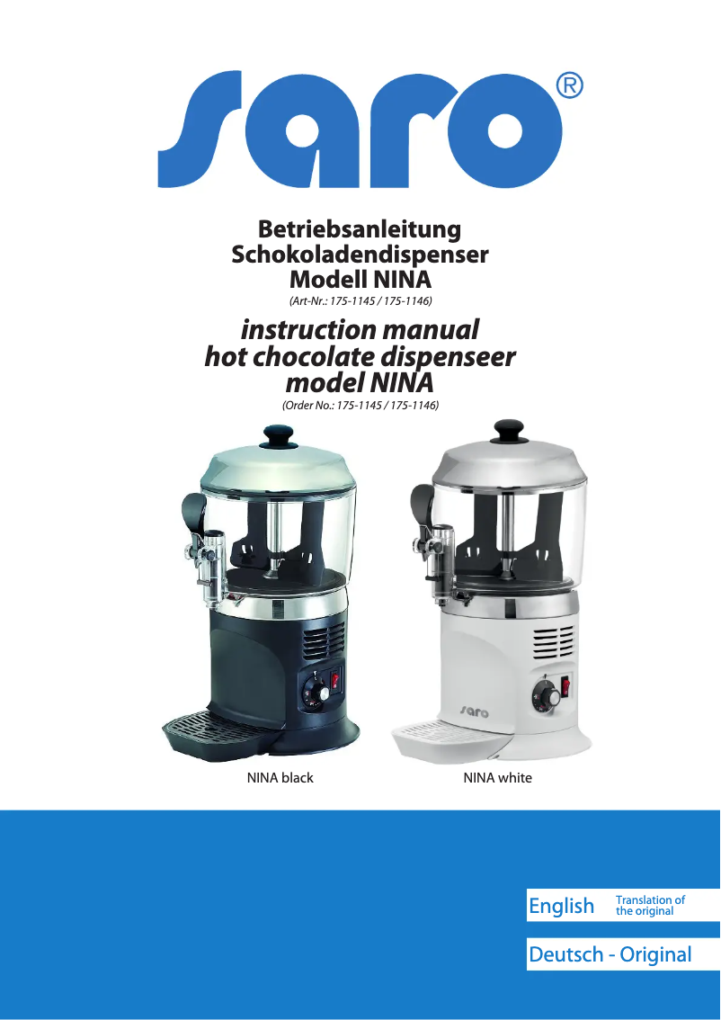 Page 1 de la notice Manuel utilisateur Saro Nina