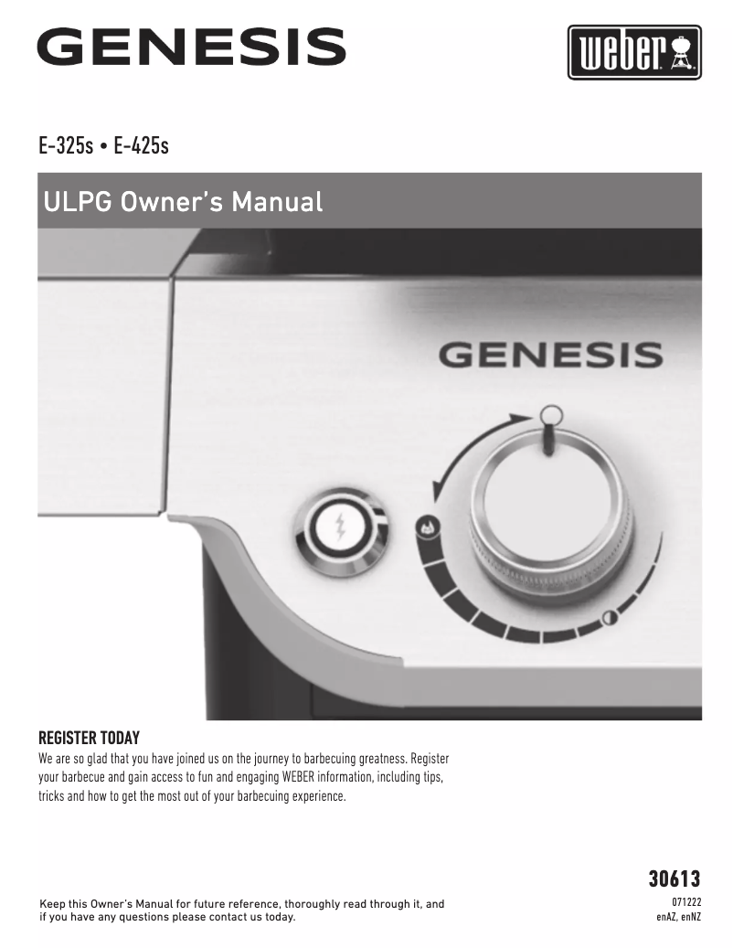Page 1 de la notice Manuel utilisateur Weber Genesis S-330