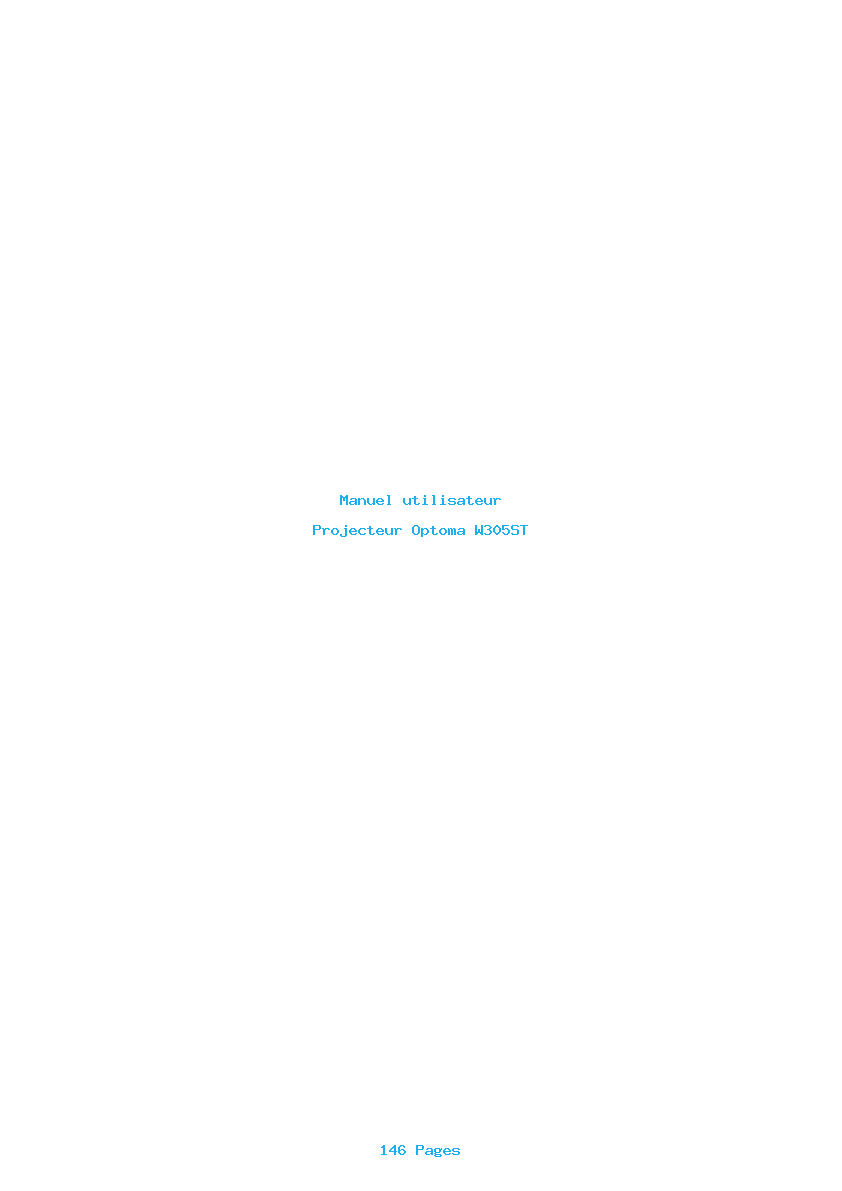 Page 1 de la notice Manuel utilisateur Optoma W305ST