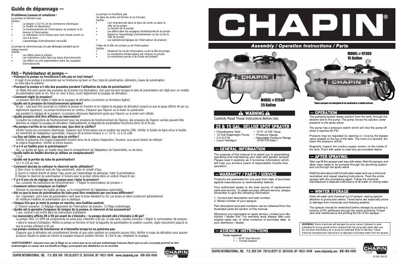 Page 1 de la notice Manuel utilisateur Chapin 97300