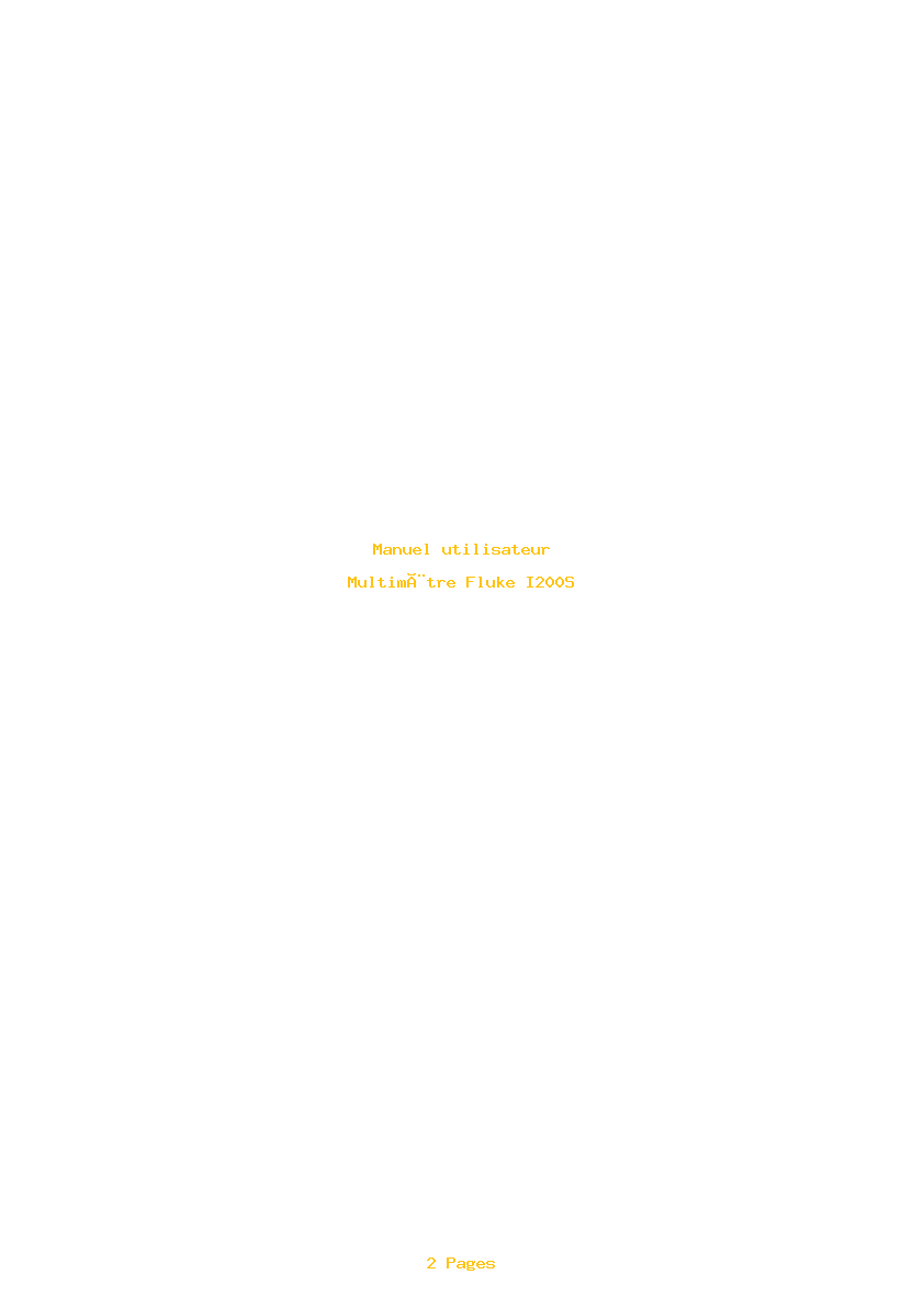 Page 1 de la notice Manuel utilisateur Fluke I200S